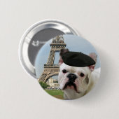 Französische Bulldogge in Paris-Knopf Button (Vorne & Hinten)