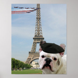 Französische Bulldogge in Paris Poster