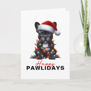Französische Bulldogge in Weihnachtslichter verwic Feiertagskarte