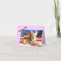 Französische Bulldogge Karte auf Kissen