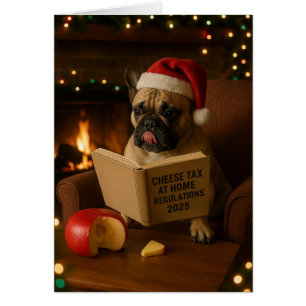 Französische Bulldogge 'Käse-Steuer' Weihnachtskar