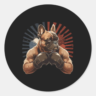 Französische Bulldogge Kickboxen Kampfsport Boxen Runder Aufkleber