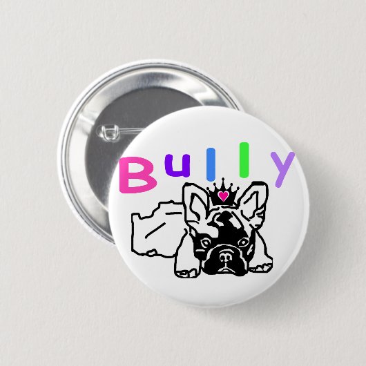 Französische Bulldogge Krone French Bulldog Button (Vorne & Hinten)