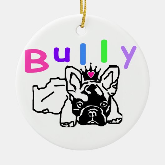 Französische Bulldogge Krone French Bulldog Keramik Ornament (Vorne)