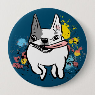 Französische Bulldogge Laufender Hund mit Farbspri Button