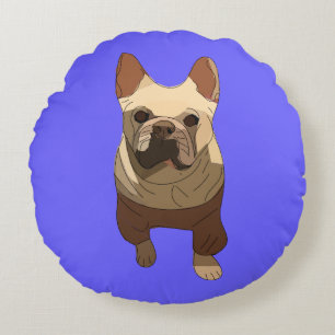 Französische Bulldogge, Lavendel Lila Rundes Kissen
