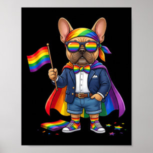 Französische Bulldogge Lgbt Regenbogen Lesbisch Sc Poster