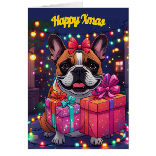 Französische Bulldogge Lichterkette Weihnachten