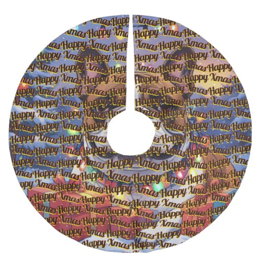 Französische Bulldogge Lichterkette Weihnachten Polyester Weihnachtsbaumdecke (Vorderseite)