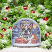 Französische Bulldogge Lichterkette Weihnachten Schneekugeln (Weihnachten)