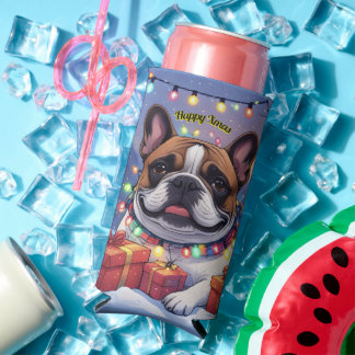 Französische Bulldogge Lichterkette Weihnachten  Selters Dosenkühler
