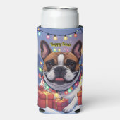 Französische Bulldogge Lichterkette Weihnachten Selters Dosenkühler (Seltzer Vorderseite)