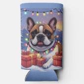 Französische Bulldogge Lichterkette Weihnachten  Selters Dosenkühler (Rückseite)