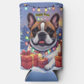 Französische Bulldogge Lichterkette Weihnachten  Selters Dosenkühler (Vorderseite)