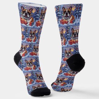 Französische Bulldogge Lichterkette Weihnachten Socken