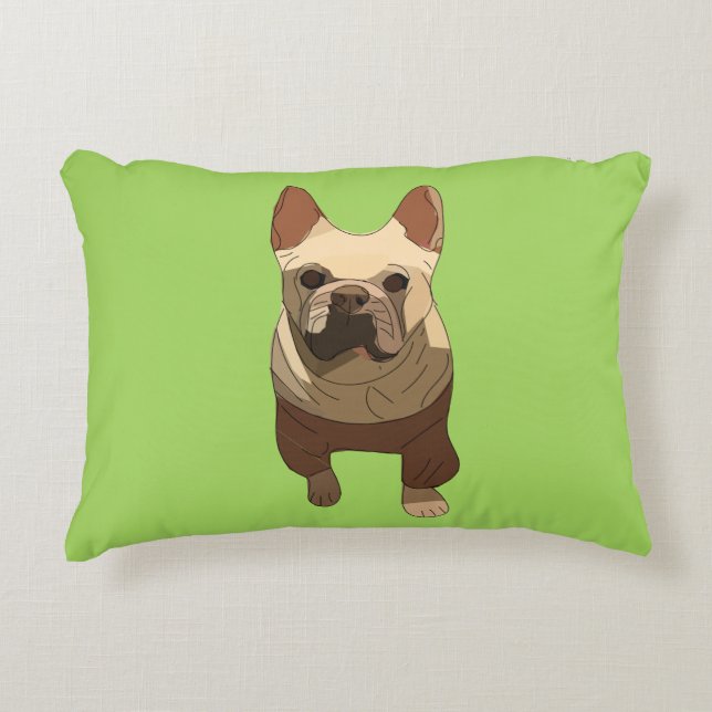 Französische Bulldogge, Limettengrün Dekokissen (Vorderseite)