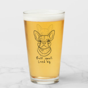 Französische Bulldogge Linienkunst. Klein gebaut. Glas