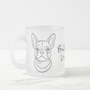 Französische Bulldogge Linienkunst. Klein gebaut. Mattglastasse