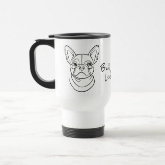 Französische Bulldogge Linienkunst. Klein gebaut. Reisebecher
