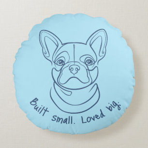 Französische Bulldogge Linienkunst. Klein gebaut. Rundes Kissen