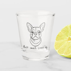 Französische Bulldogge Linienkunst. Klein gebaut. Schnapsglas