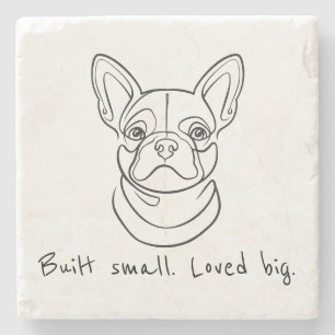 Französische Bulldogge Linienkunst. Klein gebaut. Steinuntersetzer