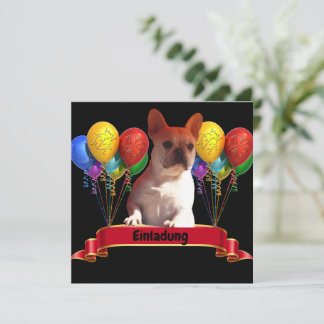Französische Bulldogge Luftballon French Bulldog Einladung