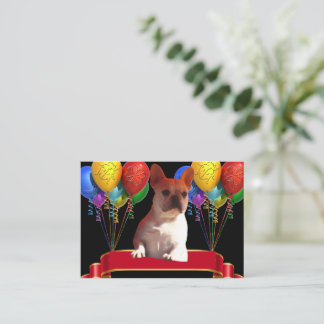 Französische Bulldogge Luftballon French Bulldog Mitteilungskarte