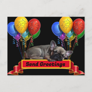 Französische Bulldogge Luftballon French Bulldog Postkarte