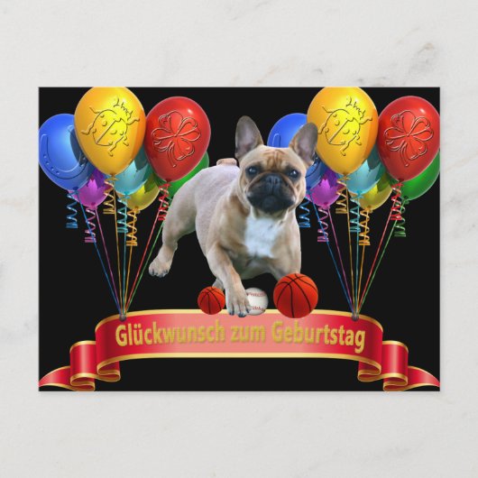 französische Bulldogge Luftballon French Bulldog Postkarte (Vorderseite)