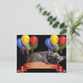 französische Bulldogge Luftballon French Bulldog Postkarte (Stehend Vorderseite)
