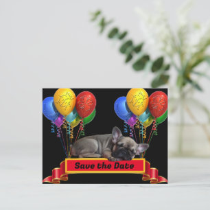 Französische Bulldogge Luftballon French Bulldog Postkarte