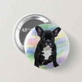 Französische Bulldogge Mama Aquarellmalerei Art Button (Vorne & Hinten)