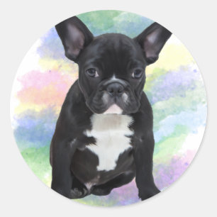 Französische Bulldogge Mama Aquarellmalerei Art Runder Aufkleber
