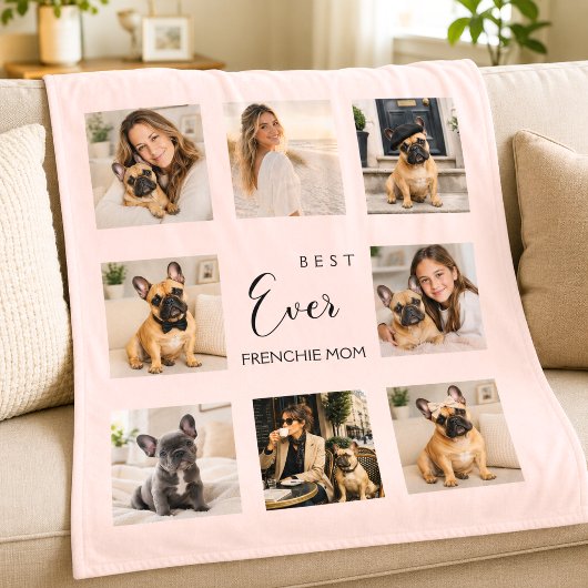 Französische Bulldogge Mama Mutter Rosa Fotocollag Fleecedecke