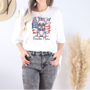 Französische Bulldogge Mama Patriotische USA-Flagg Tri-Blend Shirt