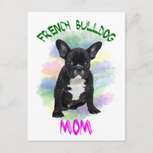 Französische Bulldogge Mama Wasserfarbe Ölmalerei  Postkarte