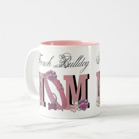Französische Bulldogge MAMA Zweifarbige Tasse (Vorderseite Links)