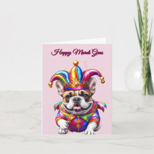 Französische Bulldogge Mardi Gras Französische Bul Feiertagskarte