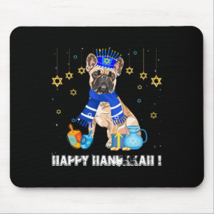 Französische Bulldogge Menorah Hut Frohes Chanukka Mousepad