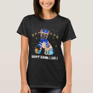 Französische Bulldogge Menorah Hut Frohes Chanukka T-Shirt
