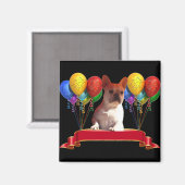französische Bulldogge mit Ballons Magnet (Vorderseite/Rückseite)