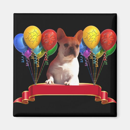 französische Bulldogge mit Ballons Magnet (Vorne)
