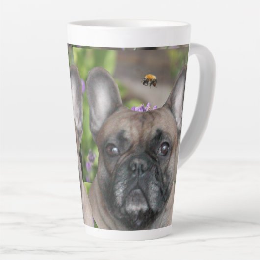 Französische Bulldogge mit Biene French Bulldog Milchtasse (Rechte Ecke)