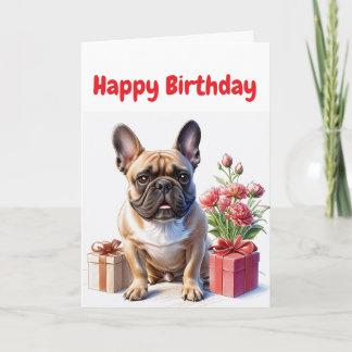 Französische Bulldogge mit Blumen Birthday Bulldog Einladung