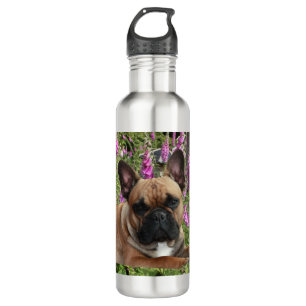 Französische Bulldogge mit Blumen French Bulldog Edelstahlflasche