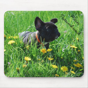 Französische Bulldogge mit Blumen French Bulldog  Mousepad