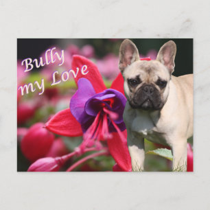 Französische Bulldogge mit Blumen French Bulldog Postkarte