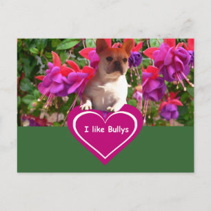 Französische Bulldogge mit Blumen French Bulldog Postkarte