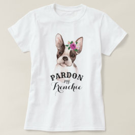 Französische Bulldogge mit Blumen-T - Shirt